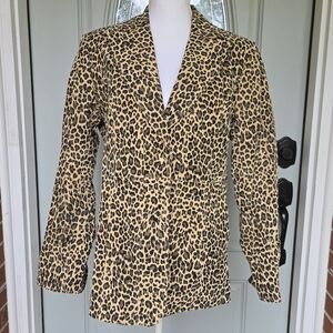 Pamela McCoy Leopard Print Leather Jacket